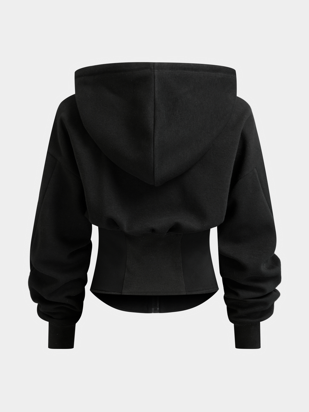 Corset-Waist Zip-Up Hoodie