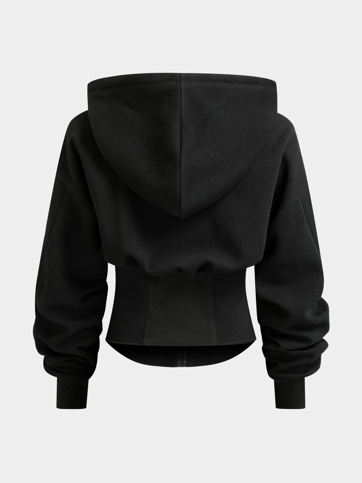 Corset-Waist Zip-Up Hoodie