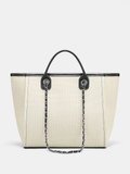 Chain Strap Canvas Tote Handbag