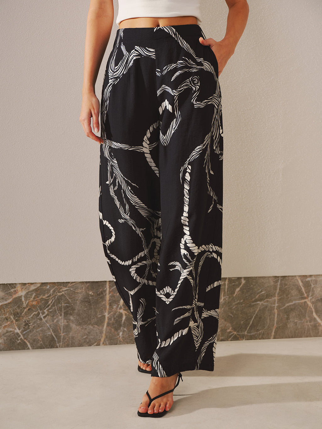 Rope Print Wide-leg Pants