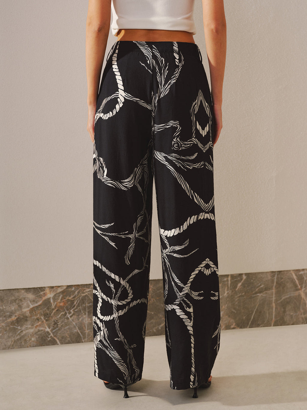 Rope Print Wide-leg Pants