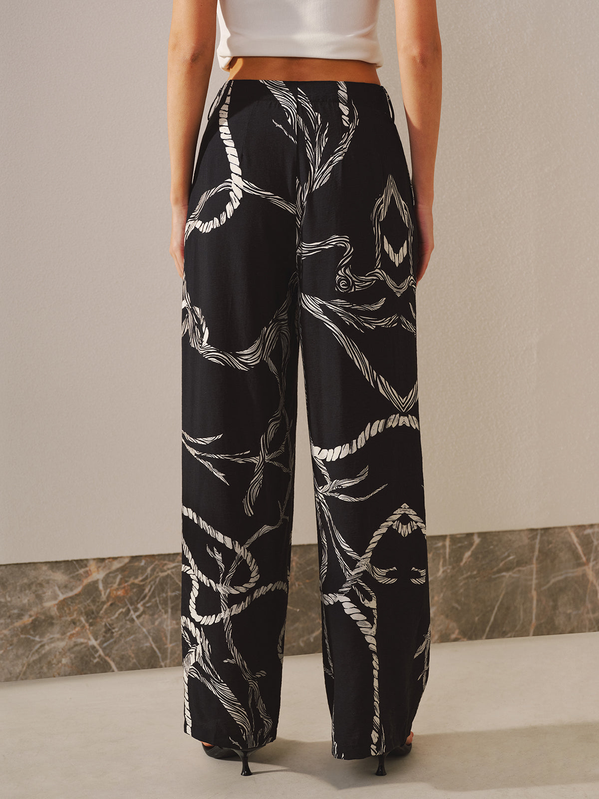 Rope Print Wide-leg Pants