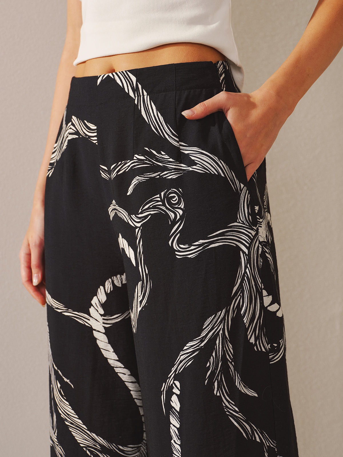 Rope Print Wide-leg Pants