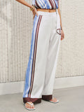Side Stripe Satin Wide-Leg Pants