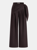 Wrap Tie-Waist Pinstripe Wide-Leg Pants