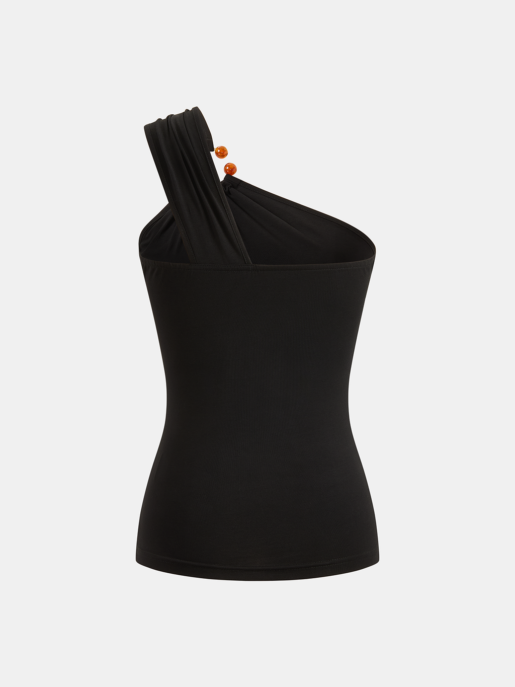One Shoulder Beaded Fitted Tank Top