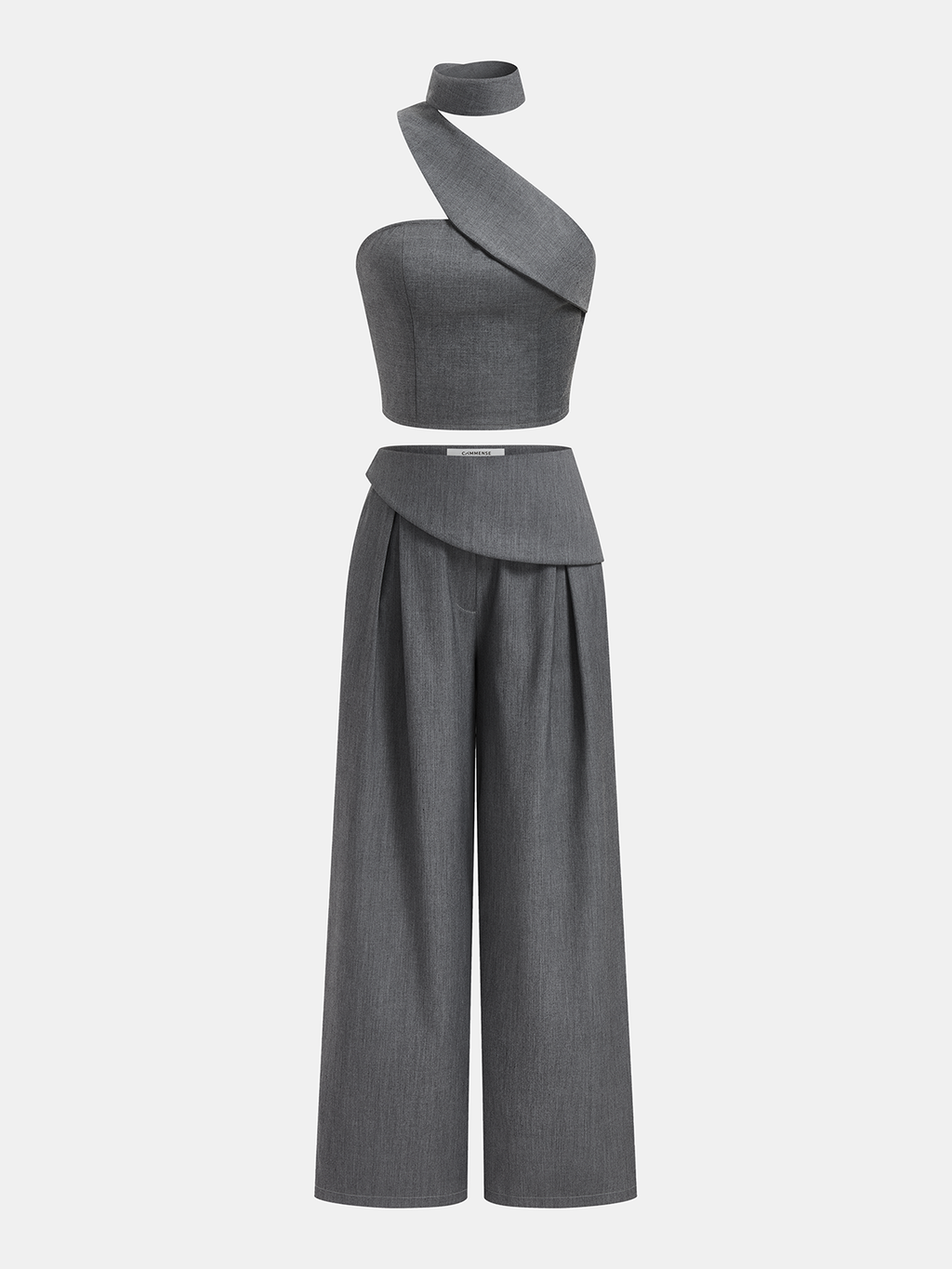 Asymmetrical Halter Crop Top & Pants Set