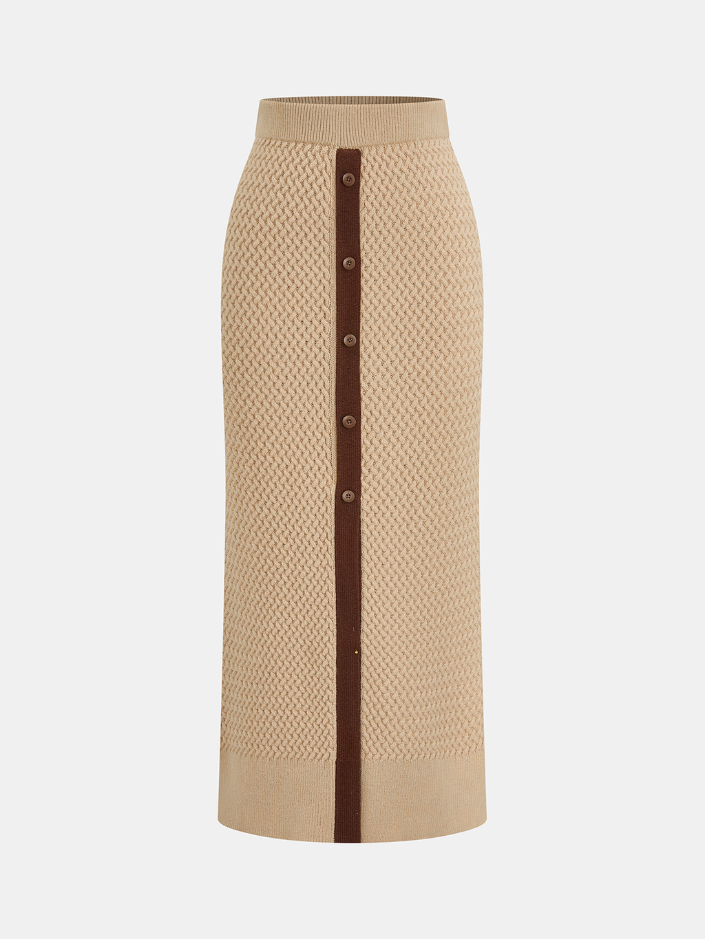 Wool Blend Textured Knit Top & Midi Skirt Set