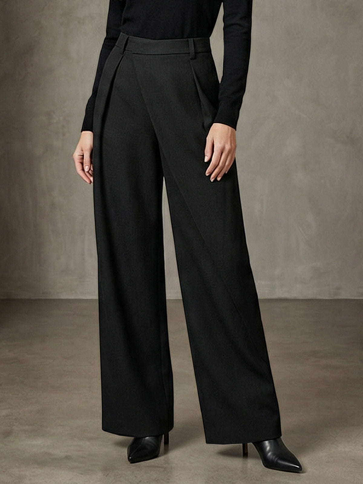 Updated | Asymmetric Pleated Wide-Leg Pants
