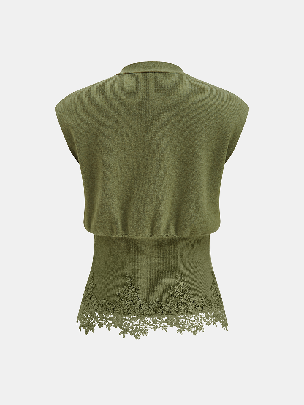 Lace Trim Metal Button V-Neck Knit Vest
