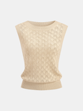 Openwork Knitted Crew Neck Vest