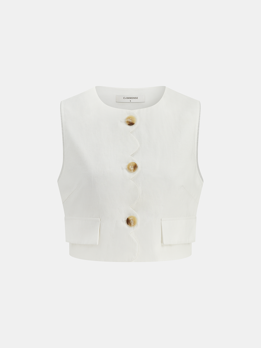 Cotton Linen Scallop Trim Vest & Skirt Set