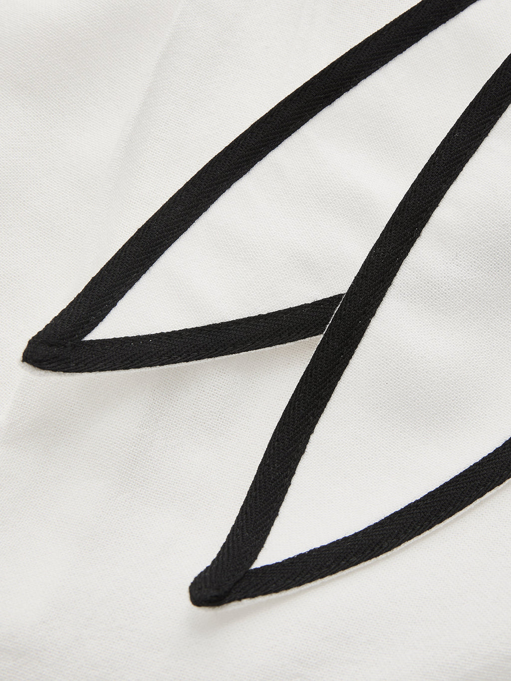 Contrast Trim Cotton Linen Tie-Waist Shorts