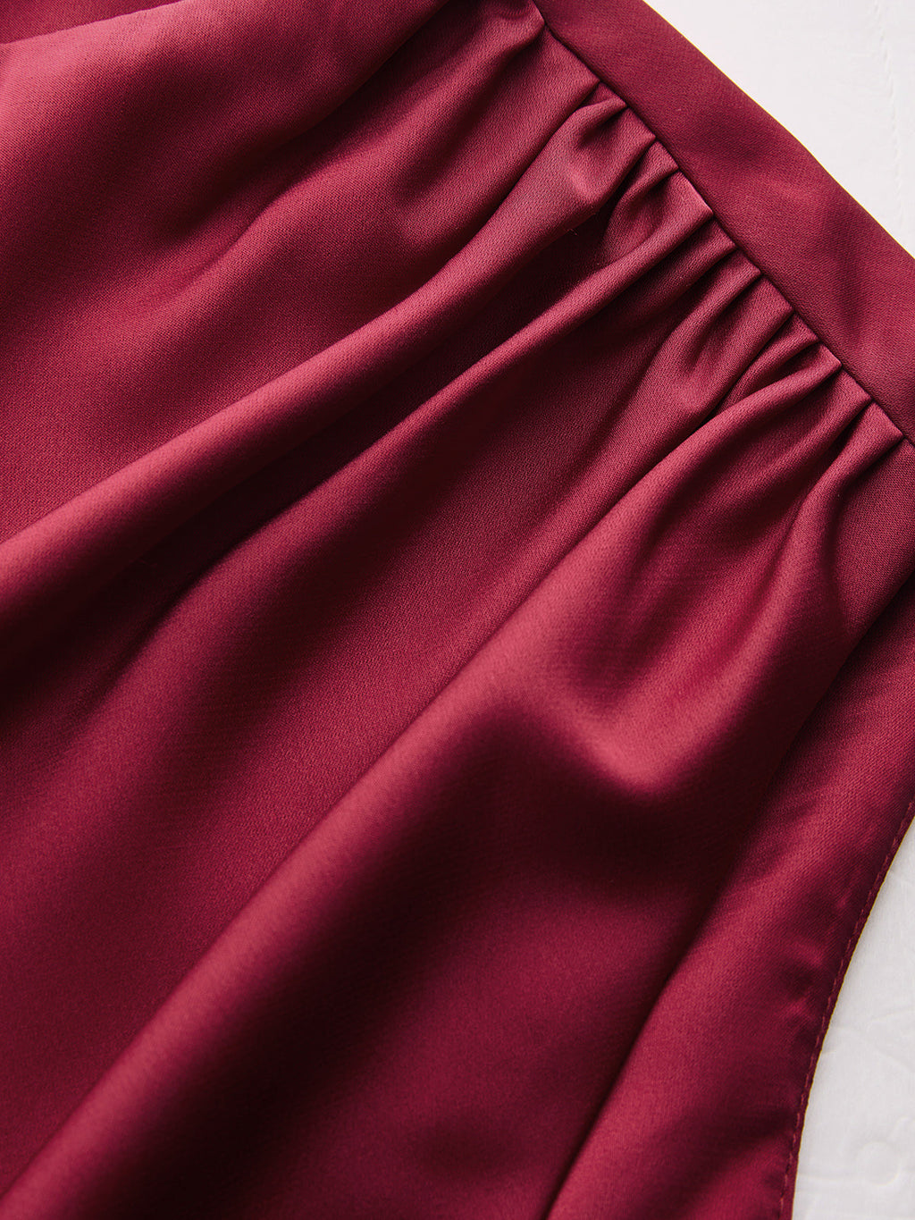 Ruched Asymmetrical Satin Tank Top