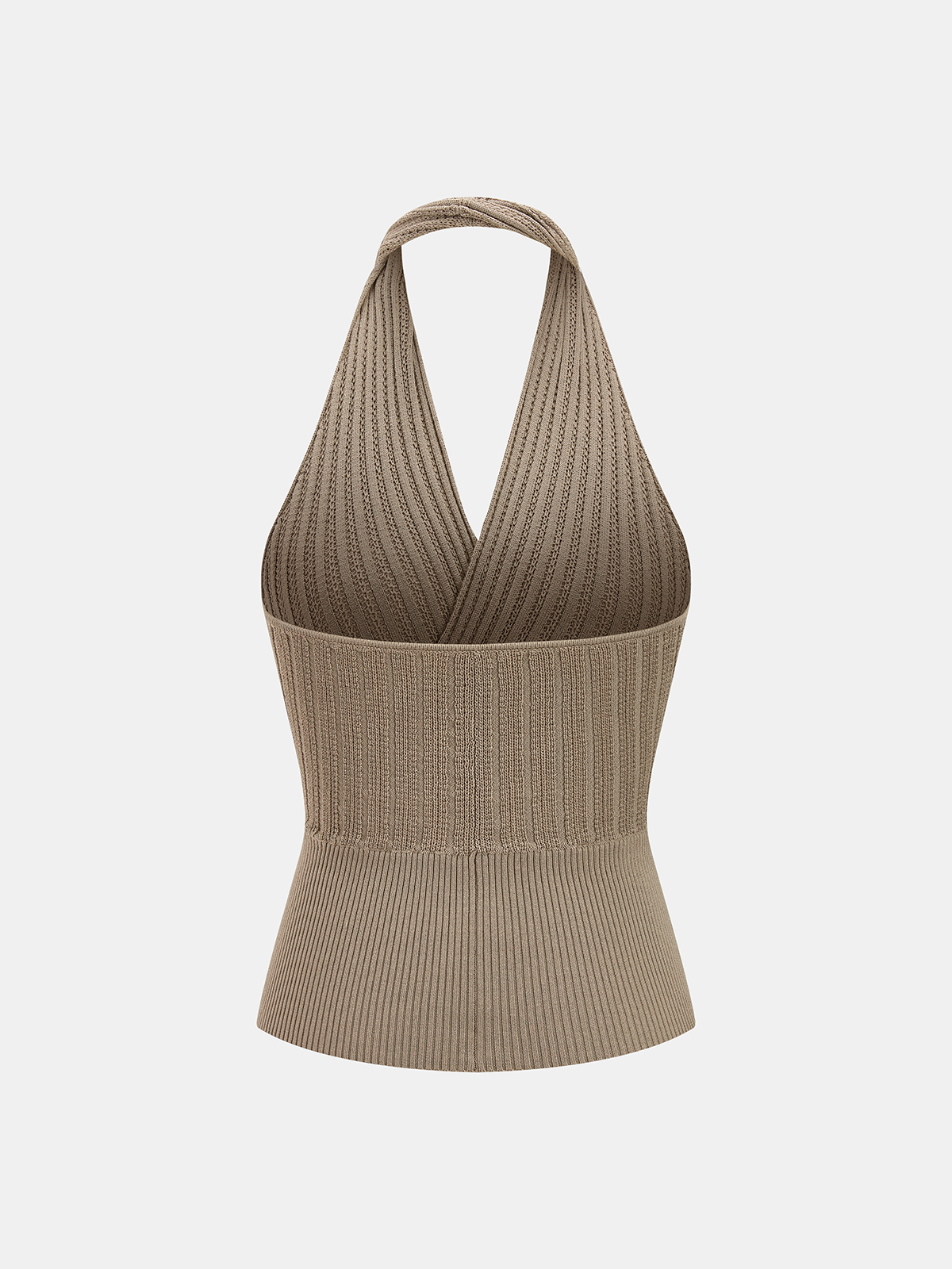 Halter Ribbed Wrap Knit Vest