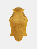 Sleeveless Hollow Out Knit Halter Top