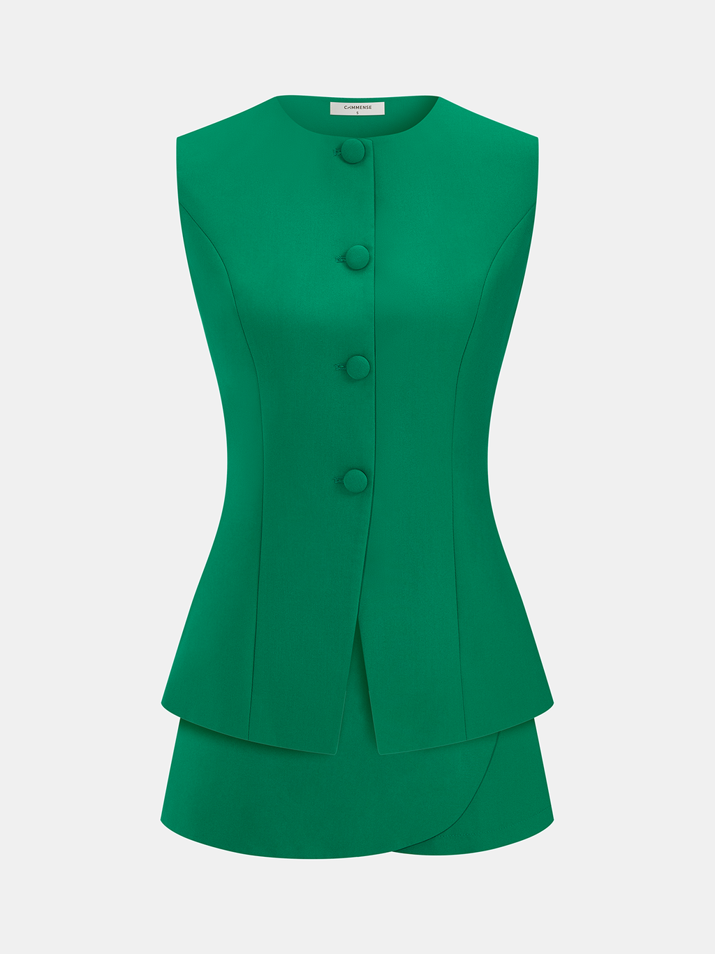 Button Front Tailored Vest & Skort Set