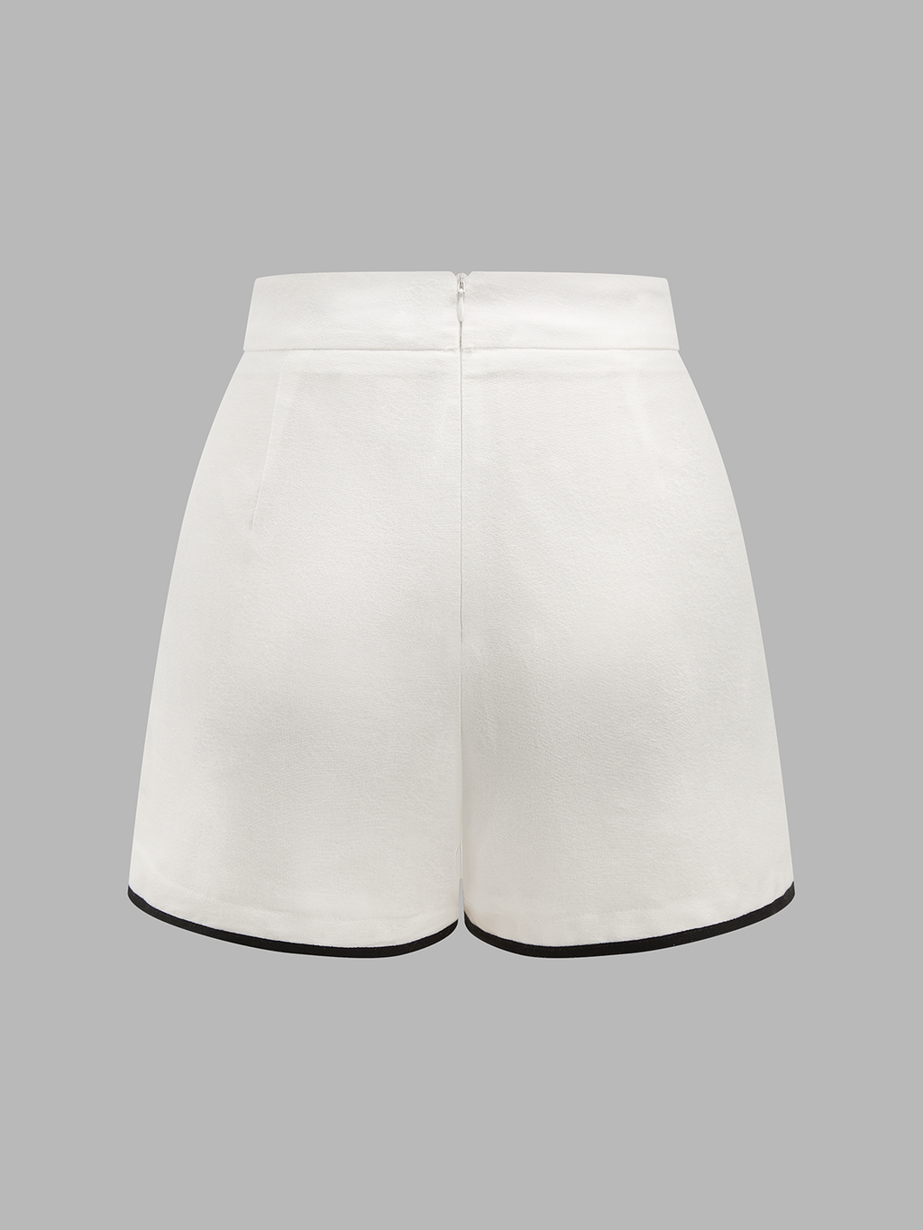 Contrast Trim Cotton Linen Tie-Waist Shorts