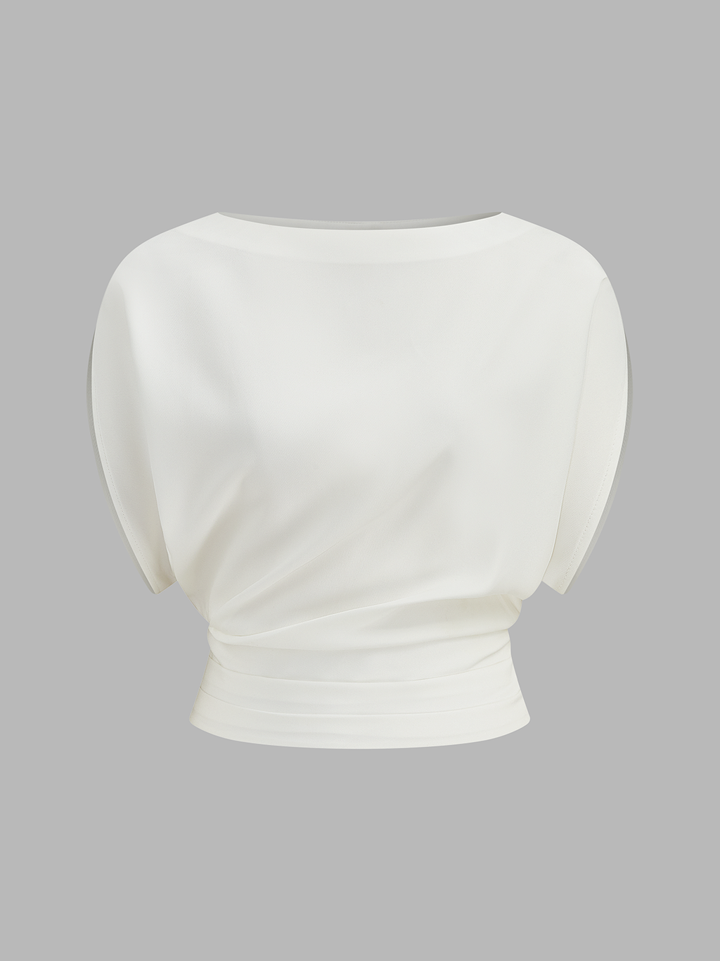 Ruched Cinched Waist Boat Neck Blouse