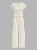Cap Sleeve Open Back Wide Leg Jumpsuit
