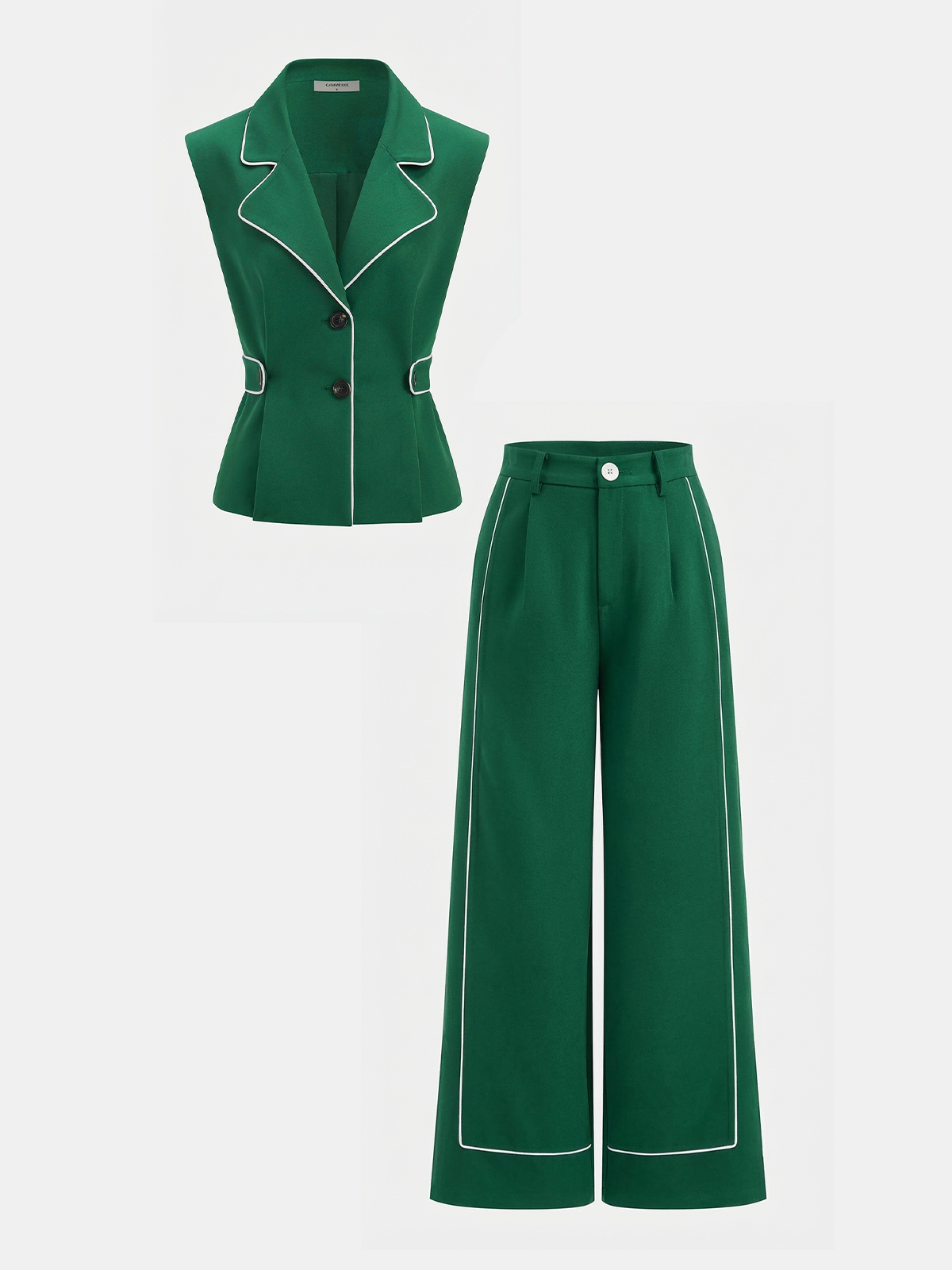 Contrast Trim Blazer Vest & Pants Set