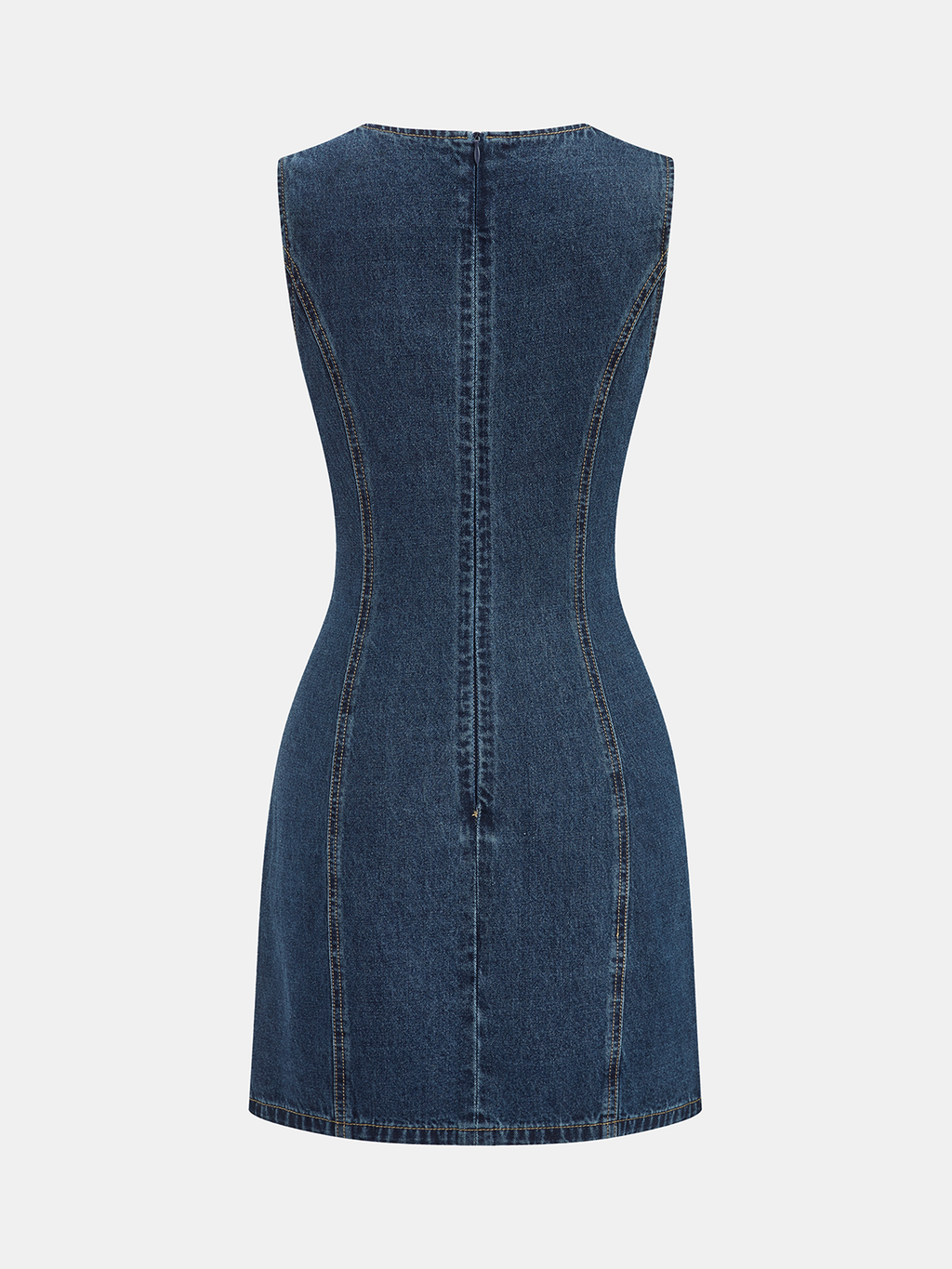 Sleeveless V-Neck Denim Mini Dress