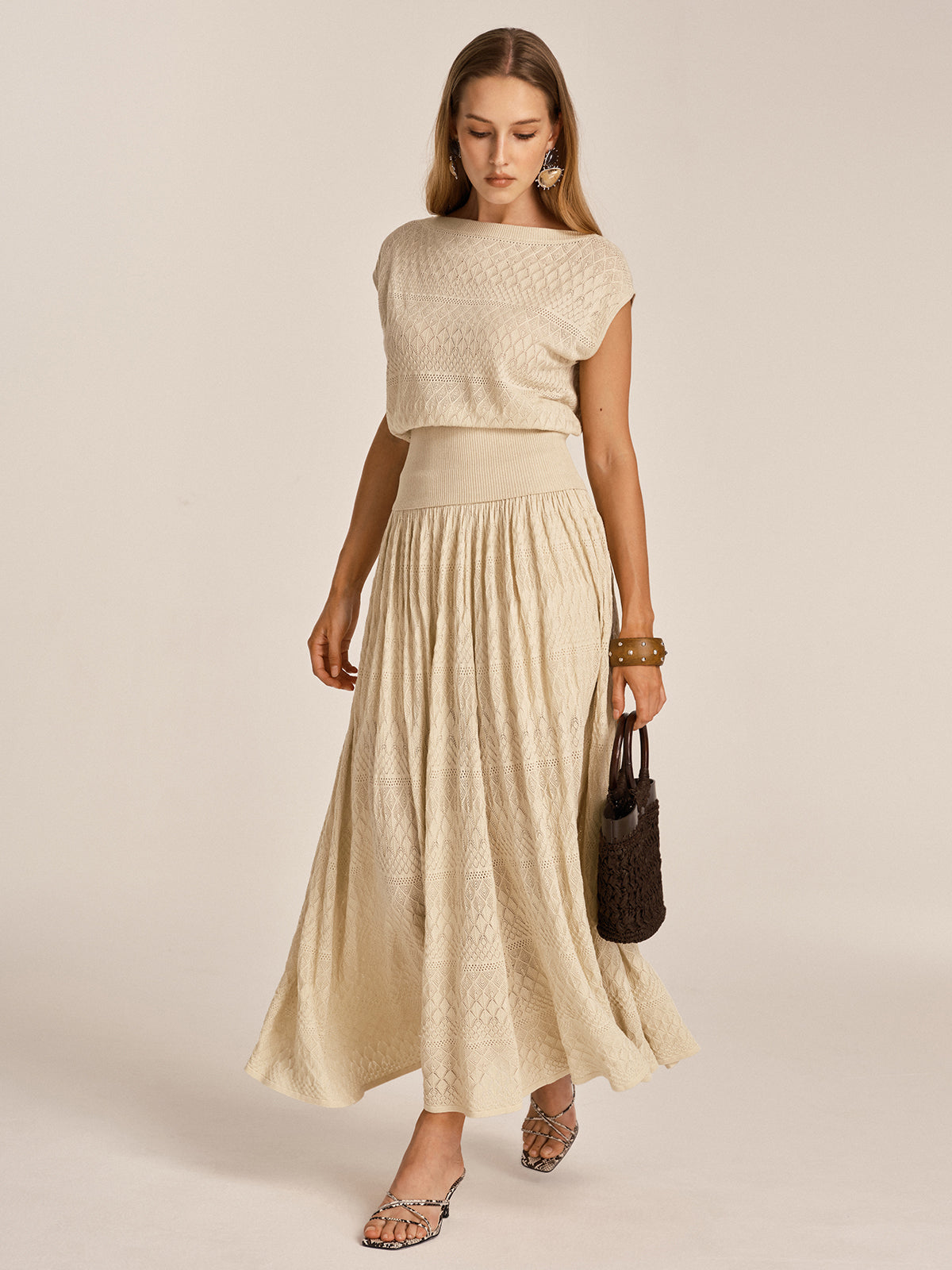 Openwork Knit Maxi Skirt