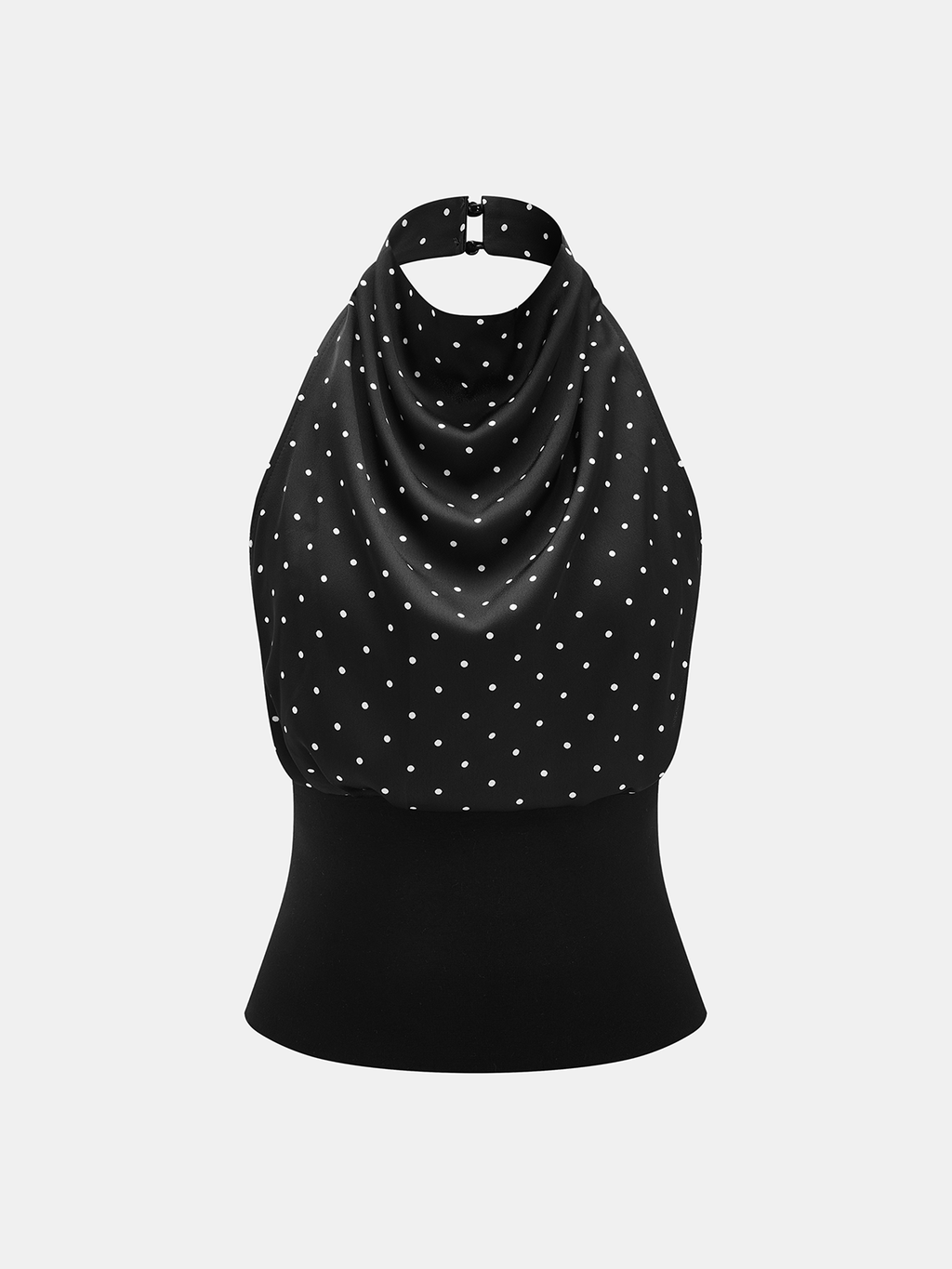 Polka Dot Cowl Neck Halter Tank Top