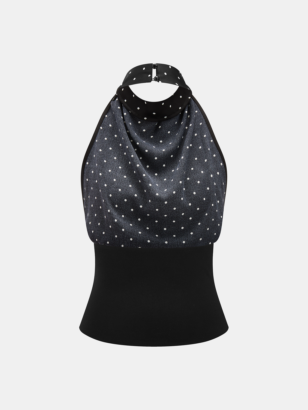 Polka Dot Cowl Neck Halter Tank Top