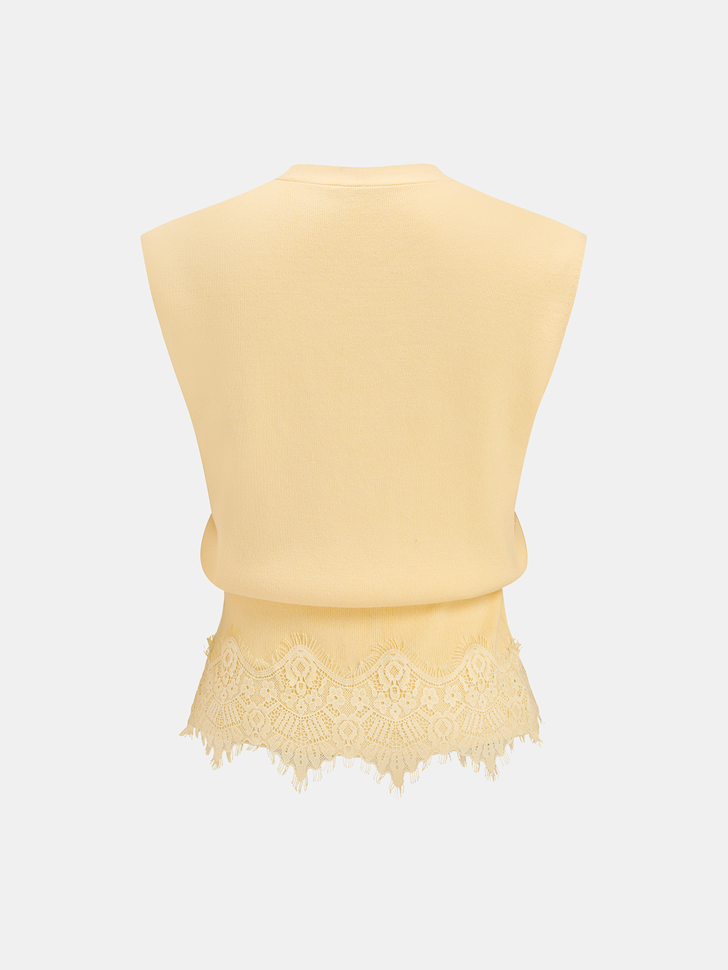 V-Neck Lace Trim Metal Button Knit Vest