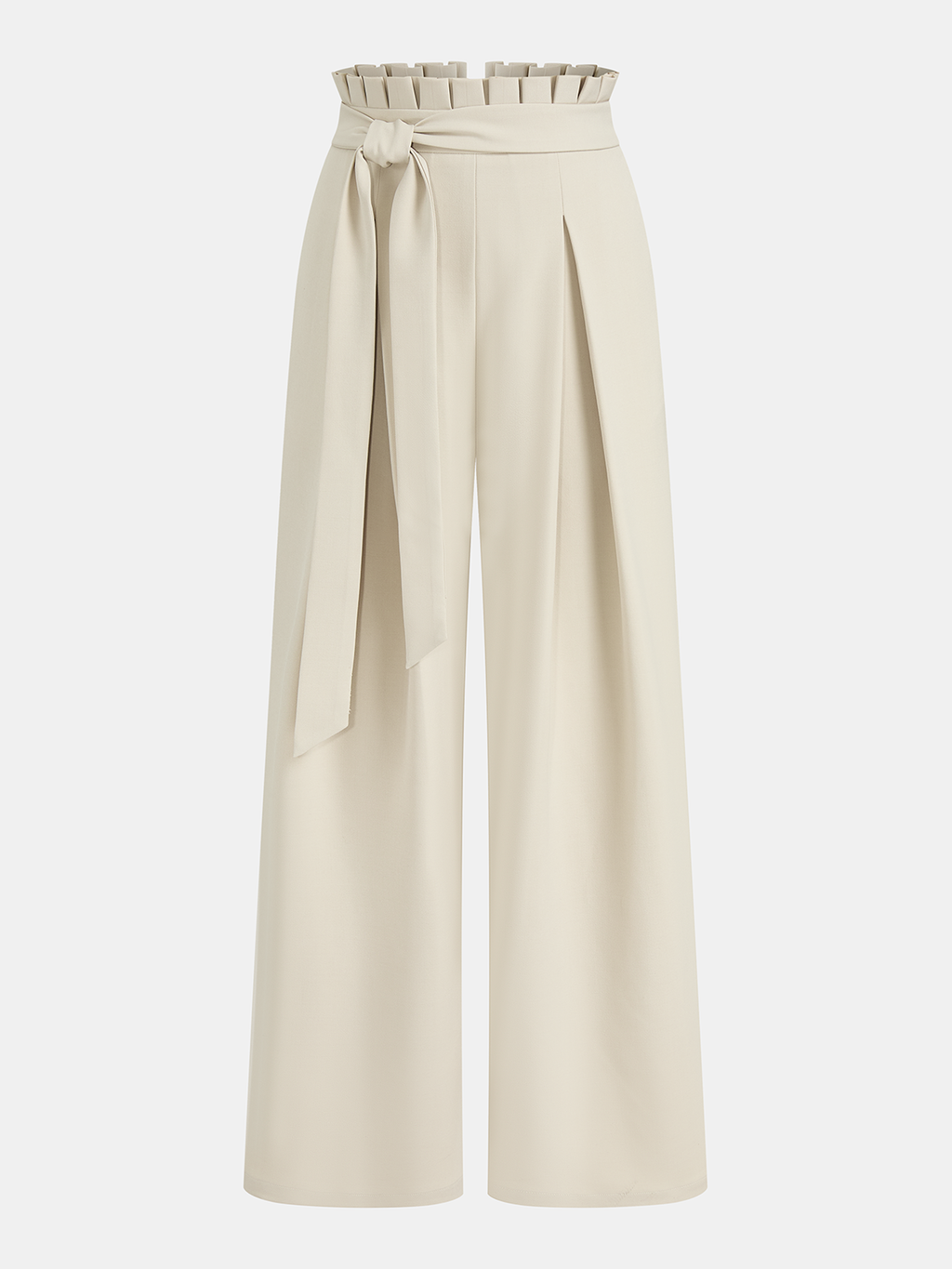 Mid-Waist Ruffled Wide-Leg Pants