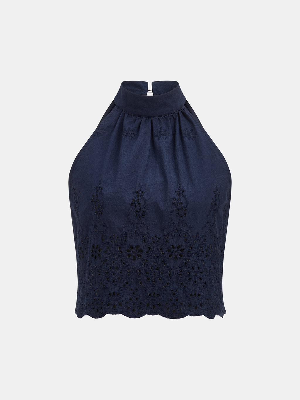Eyelet Embroidery Top & Tie-Cuff Pants Set