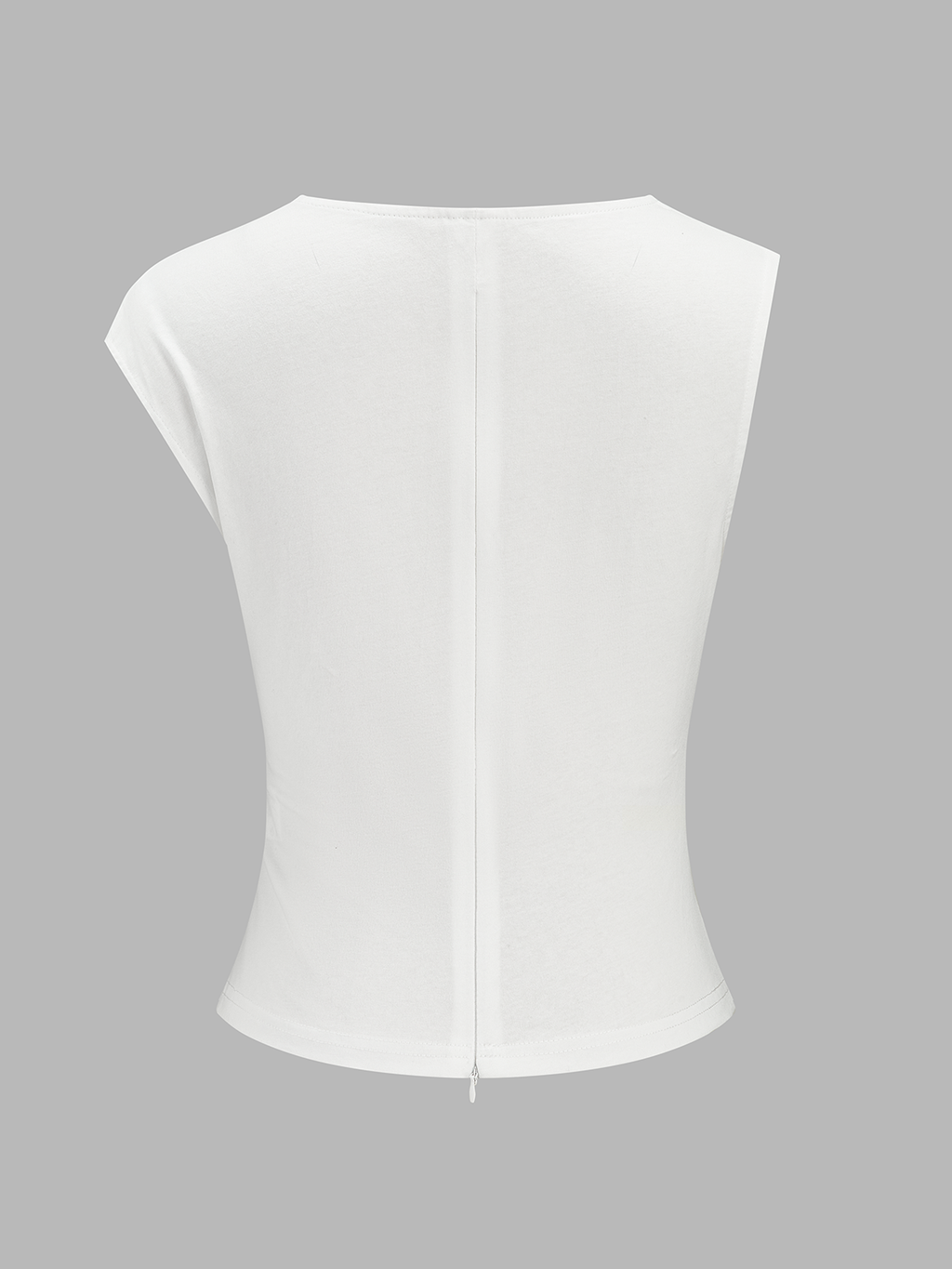 Cotton Ruched Asymmetrical Fitted Top