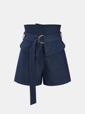 High-Waist Belted A-Line Shorts