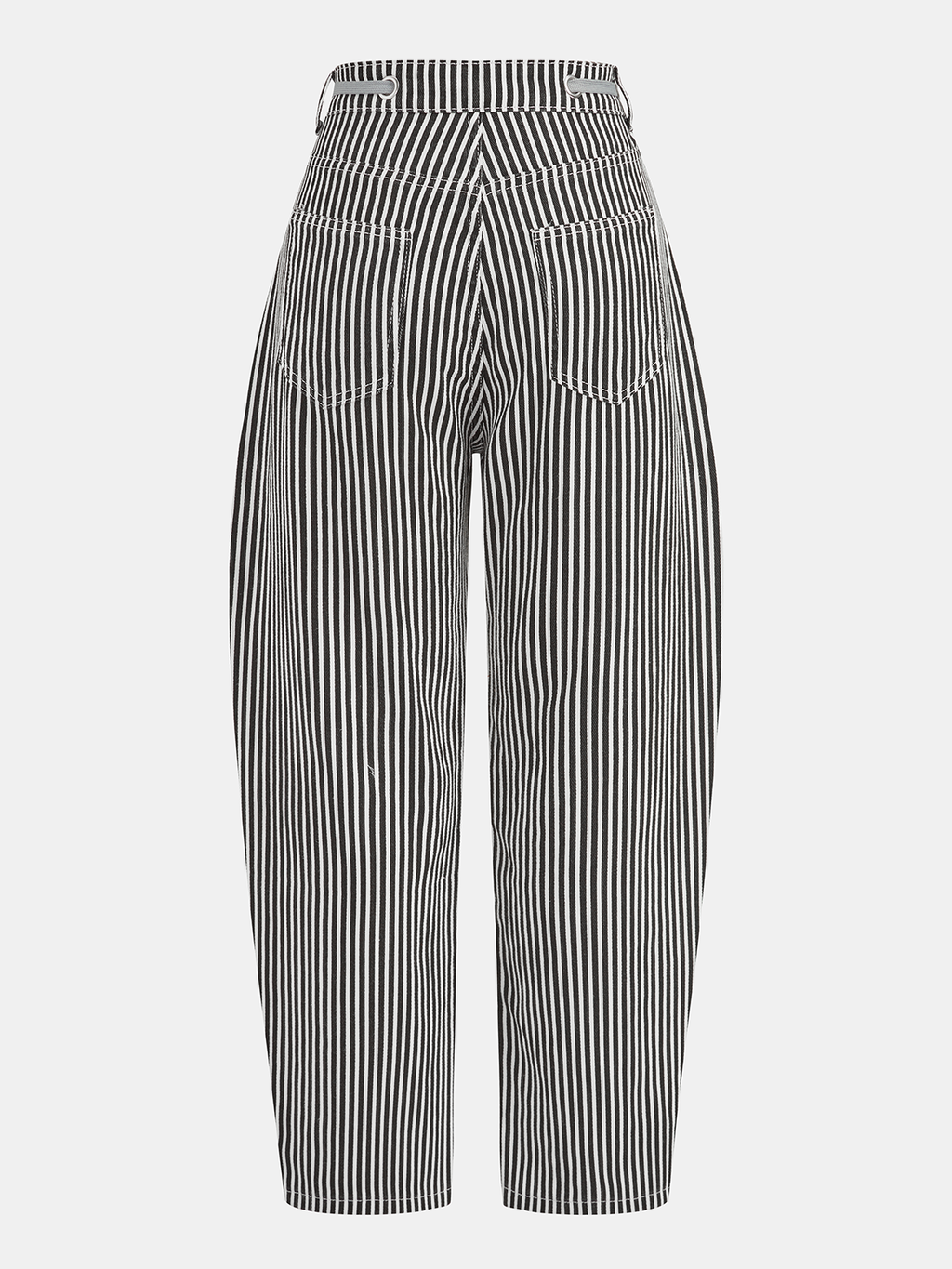 Striped Patchwork Drawstring Barrel Pants