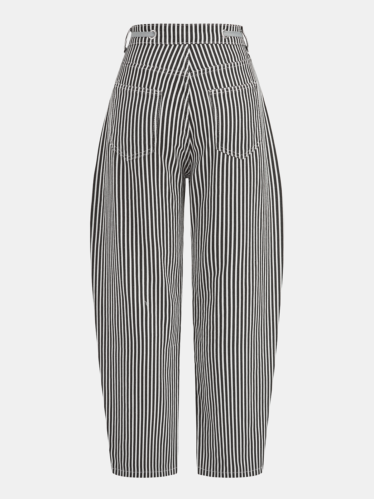 Striped Patchwork Drawstring Barrel Pants