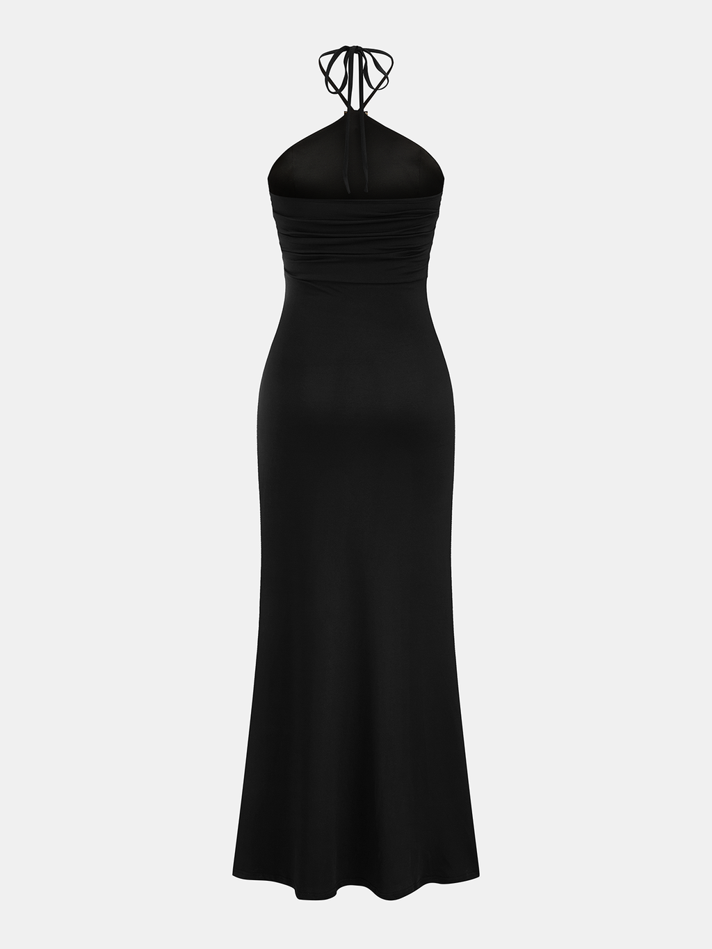 Halter Ruched Embellished Maxi Dress