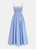 Cotton Blend Smocked Cami Maxi Dress