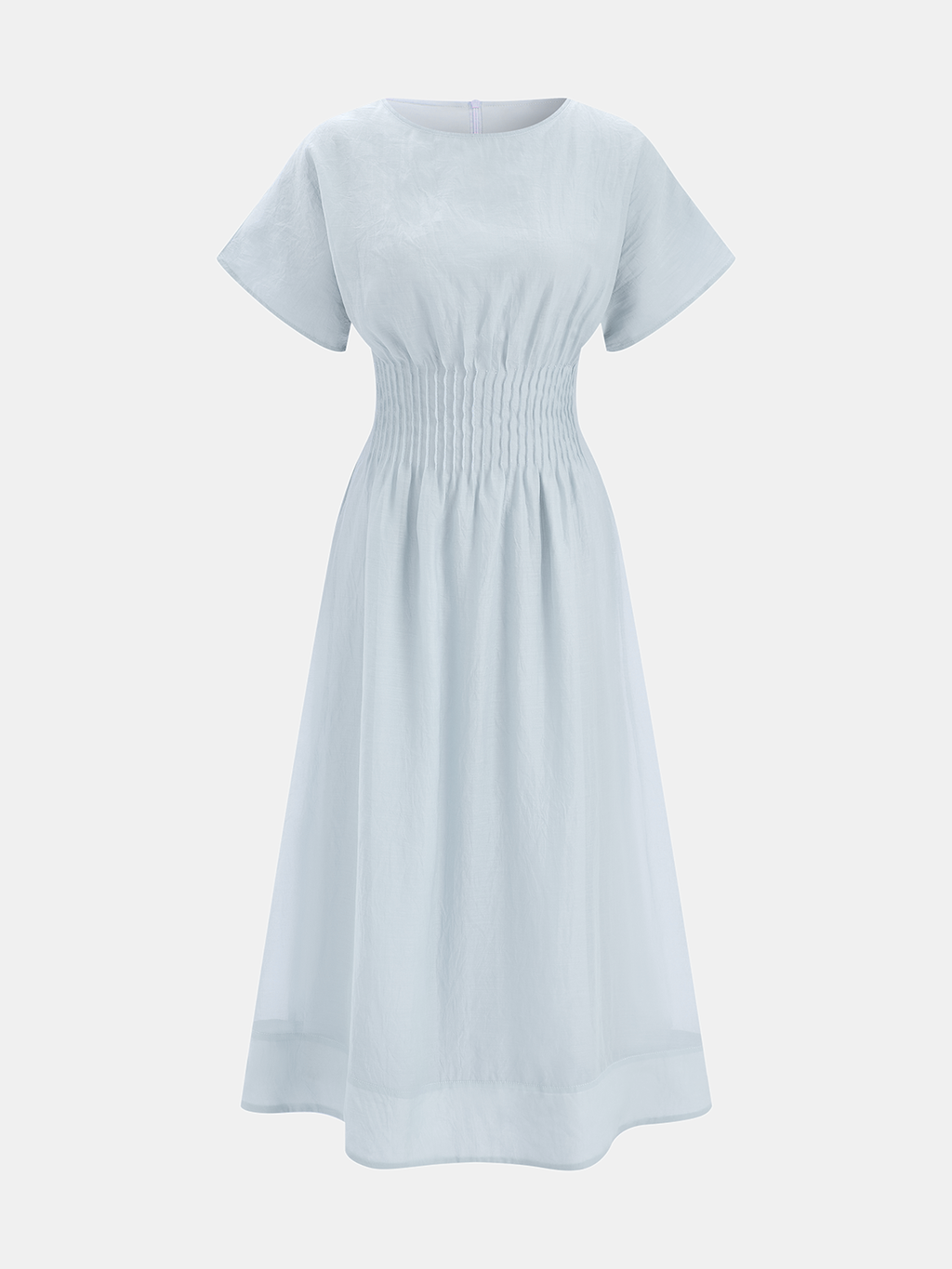 Short Sleeve Smocked Waist Midi Dress