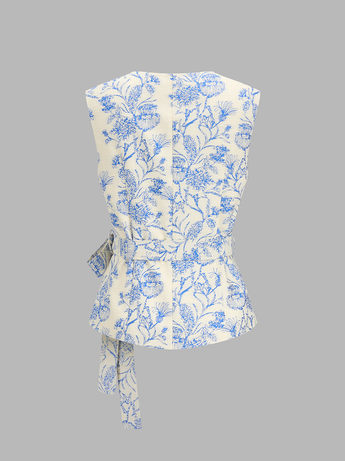 Floral Print Belted Vest & Pleated Mini Skirt Set