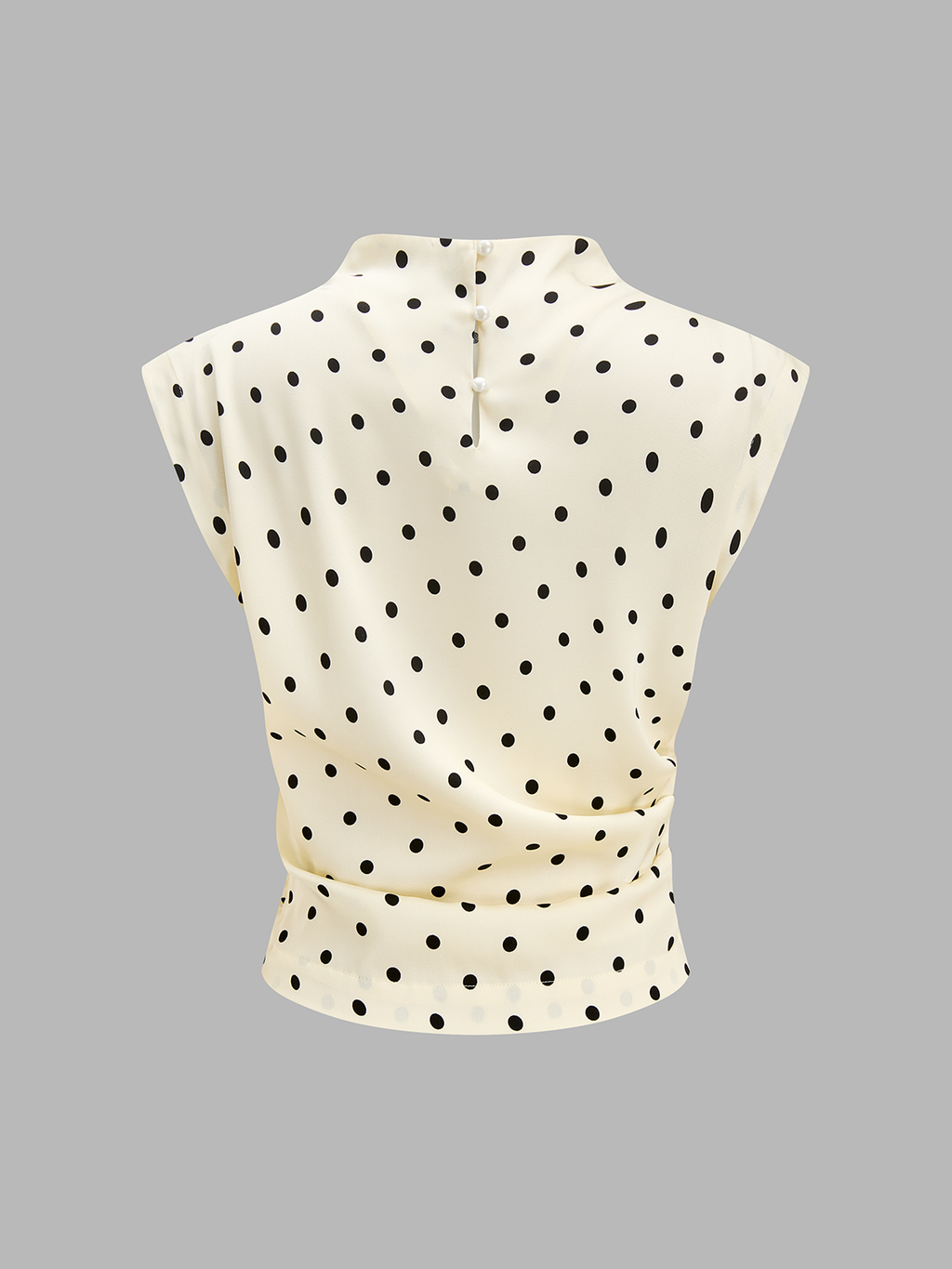 Polka Dot Sleeveless Ruched Blouse