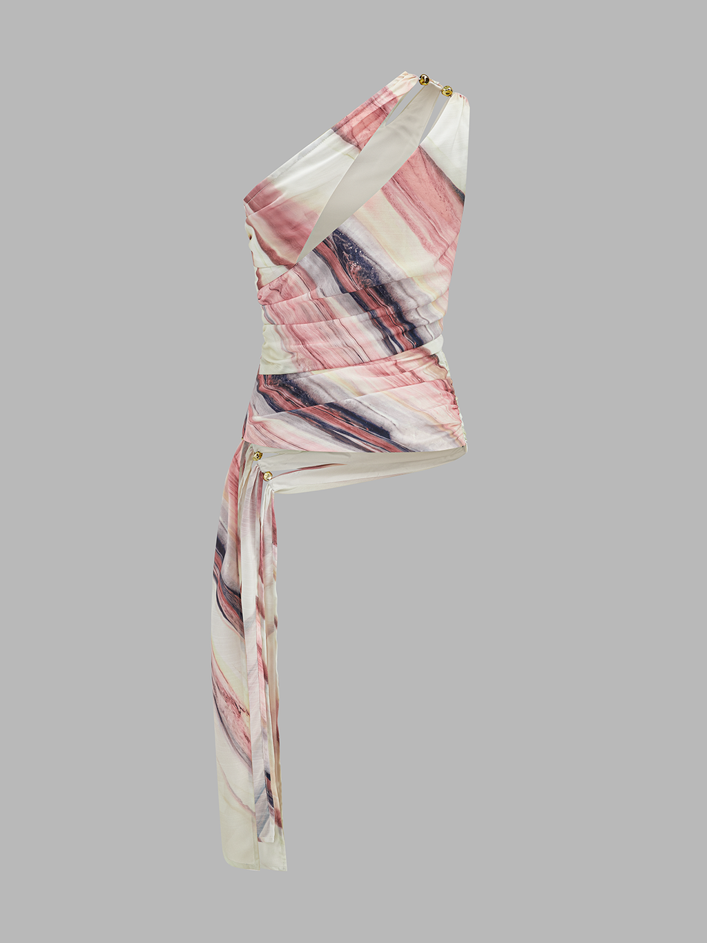 Tie Dye One Shoulder Cutout Top