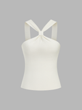 Knot Detail Ribbed Knit Tank Top