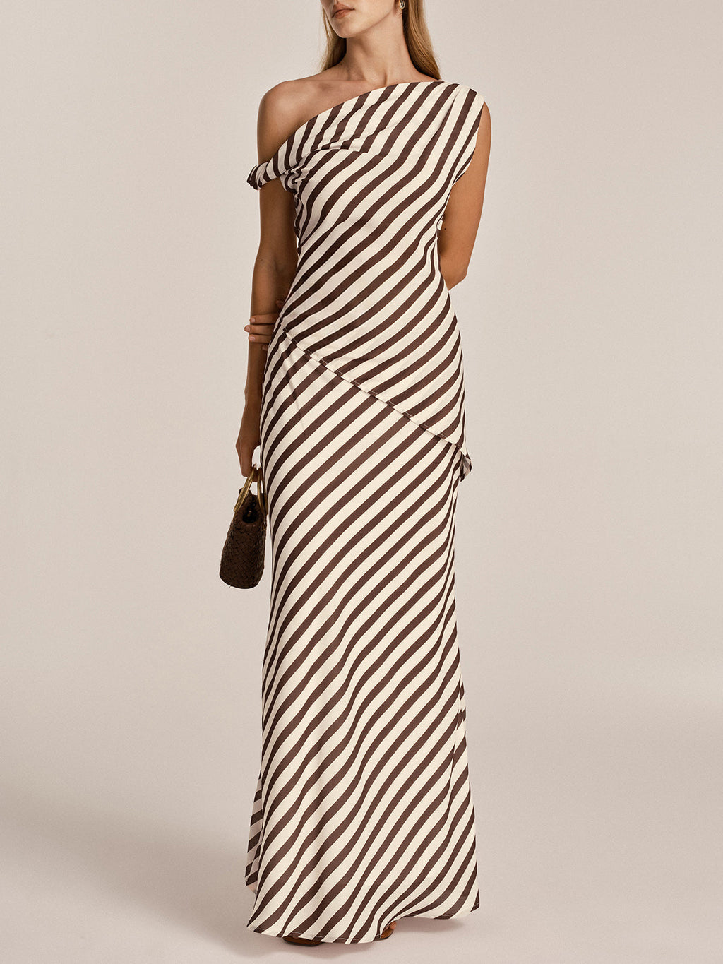 One Shoulder Striped Top & Skirt Set