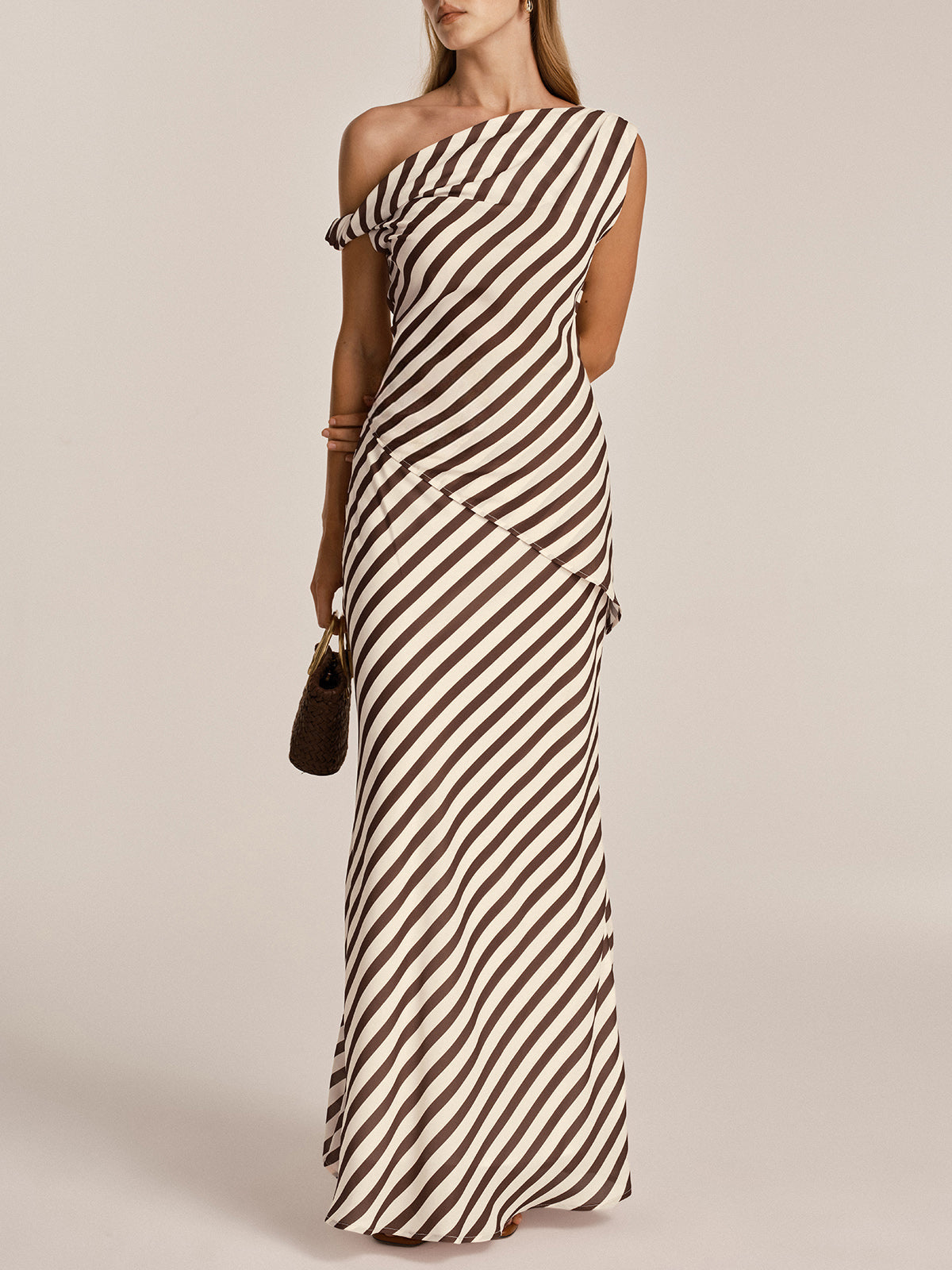One Shoulder Striped Top & Skirt Set