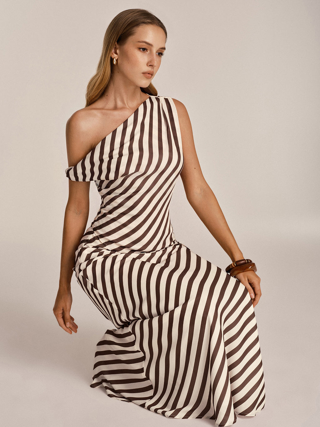 One Shoulder Striped Top & Skirt Set