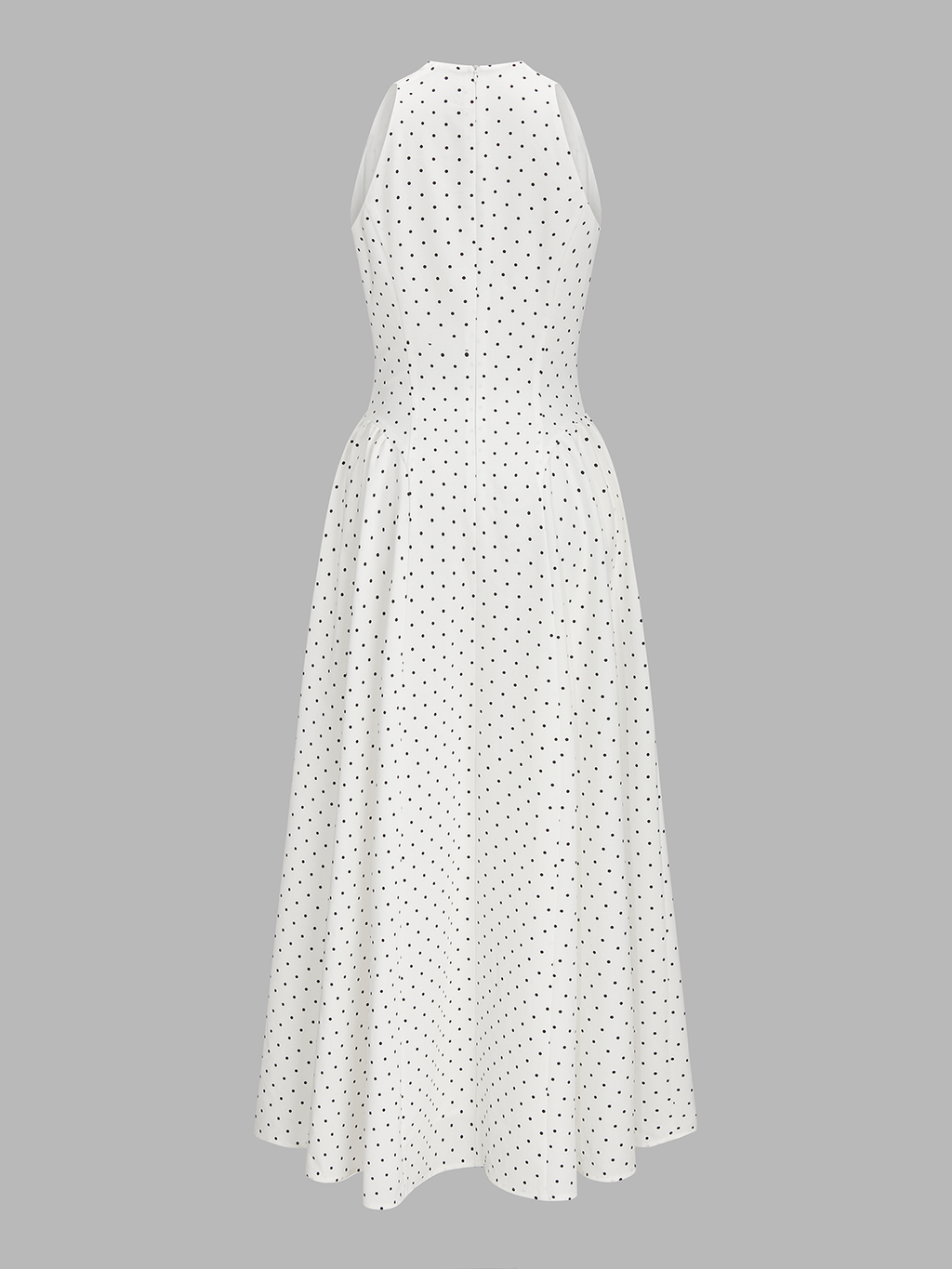 Polka Dot Sleeveless Pleated Maxi Dress