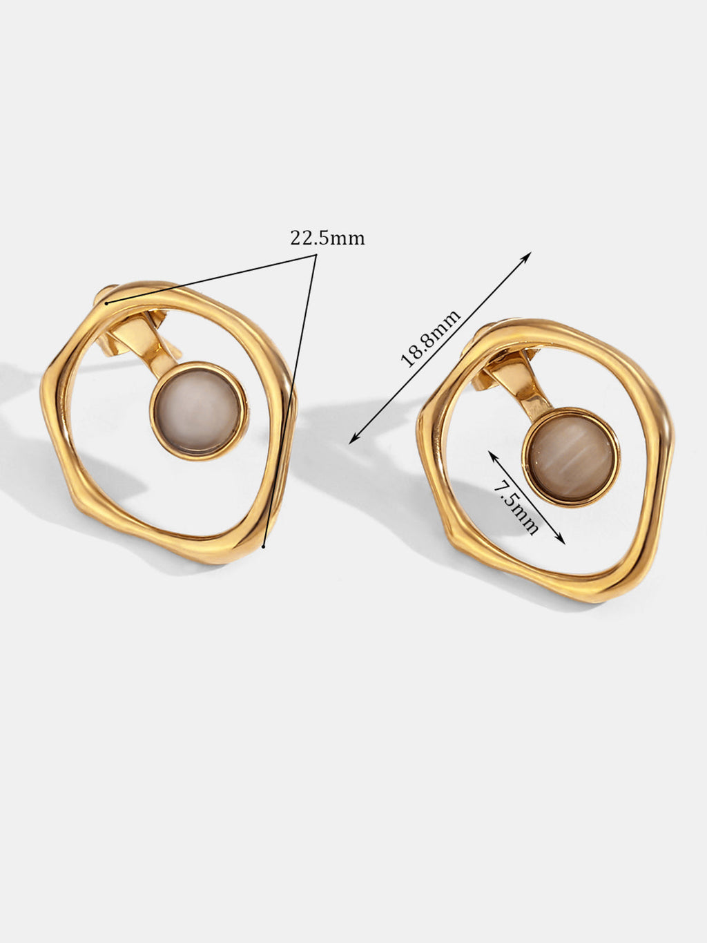 Irregular Hoop Opal Stud Earrings