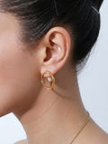 Irregular Hoop Opal Stud Earrings
