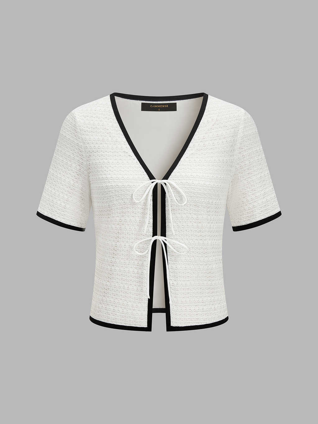 Knitted Contrast Binding Tie Front Top & Shorts Set